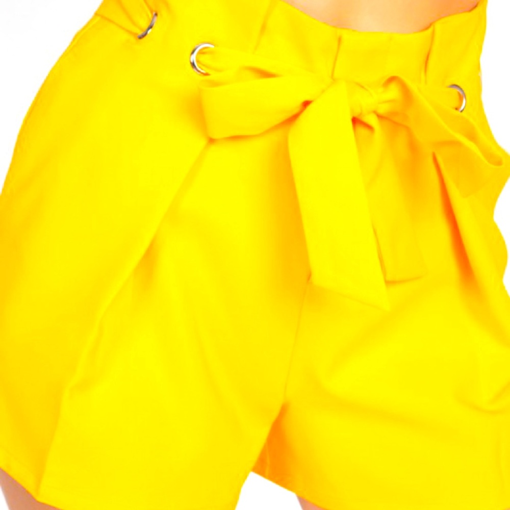 Yellow Mustard Tie Up Shorts